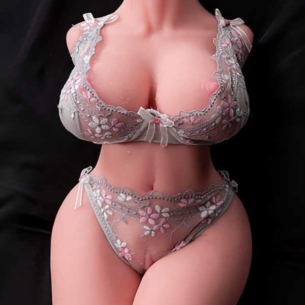Lifelike male sex doll with realistic vaginal and anal openings, featuring a lifelike, voluptuous body and large breasts